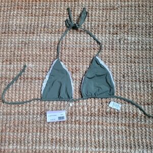 San Lorenze Lei Leke Green Lace Triangle Bikini Top